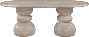 Meridian Furniture Navo Sculptural Concrete Dining Table with Travertine Finish and Dual Pedestal Base 77036Travertine-DT