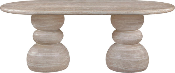 Meridian Furniture Navo Sculptural Concrete Dining Table with Travertine Finish and Dual Pedestal Base 77036Travertine-DT