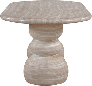 Meridian Furniture Navo Sculptural Concrete Dining Table with Travertine Finish and Dual Pedestal Base 77036Travertine-DT