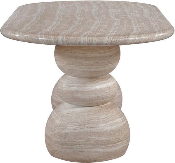 Meridian Furniture Navo Sculptural Concrete Dining Table with Travertine Finish and Dual Pedestal Base 77036Travertine-DT