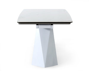 VIG Furniture Encanto Extendable White Ceramic Dining Table With Pyramid Metal Base, Seats 8–10, Family-Friendly VGNS8762-DT