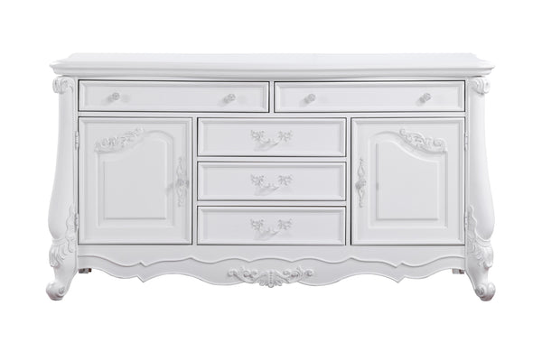 English Elm Latisha Elegant Finish Dresser with Spacious Drawers and Versatile Shelf for Organized Bedrooms White 72.5 L x 24 W x 41.56 H B2726P247632