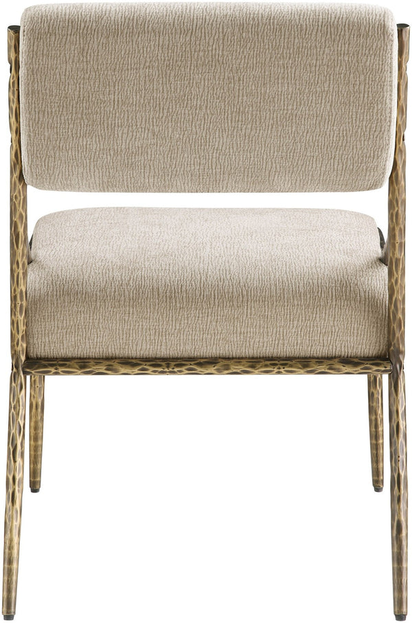 Meridian Furniture Bastille Chenille Upholstered Arm Chair with Brushed Brass Iron Frame for Dining 77037Beige-SC