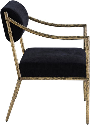 Meridian Furniture Bastille Chenille Upholstered Dining Arm Chair with Forged Iron Legs for Elegant Rooms Black Set of 1 77037Black-AC