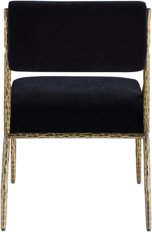 Meridian Furniture Bastille Chenille Upholstered Dining Chair with Brushed Brass Forged Iron Legs 77037Black-SC