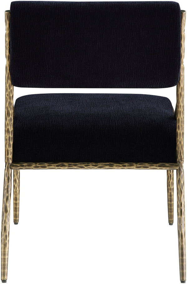 Meridian Furniture Bastille Chenille Upholstered Dining Chair with Brushed Brass Forged Iron Legs 77037Black-SC