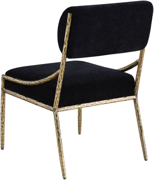 Meridian Furniture Bastille Chenille Upholstered Dining Chair with Brushed Brass Forged Iron Legs 77037Black-SC