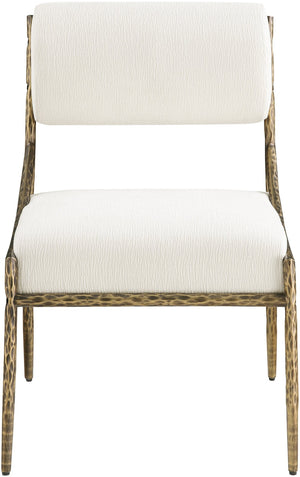 Meridian Furniture Bastille Cream Chenille Dining Chair with Brushed Brass Forged Iron Frame 77037Cream-SC