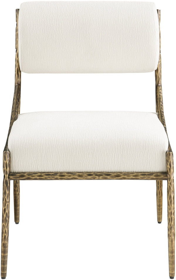 Meridian Furniture Bastille Cream Chenille Dining Chair with Brushed Brass Forged Iron Frame 77037Cream-SC