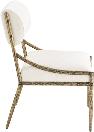 Meridian Furniture Bastille Cream Chenille Dining Chair with Brushed Brass Forged Iron Frame 77037Cream-SC
