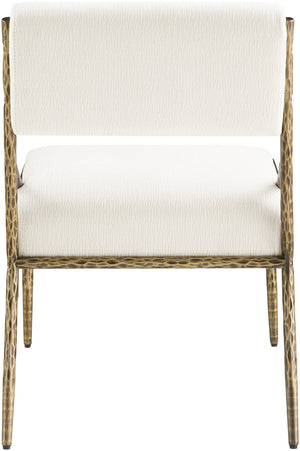 Meridian Furniture Bastille Cream Chenille Dining Chair with Brushed Brass Forged Iron Frame 77037Cream-SC