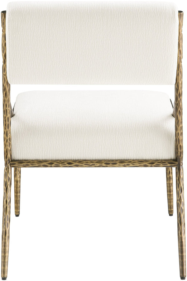 Meridian Furniture Bastille Cream Chenille Dining Chair with Brushed Brass Forged Iron Frame 77037Cream-SC