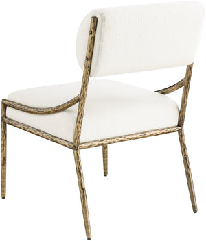 Meridian Furniture Bastille Cream Chenille Dining Chair with Brushed Brass Forged Iron Frame 77037Cream-SC