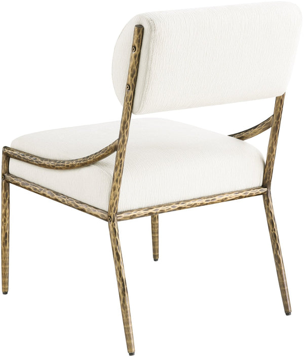 Meridian Furniture Bastille Cream Chenille Dining Chair with Brushed Brass Forged Iron Frame 77037Cream-SC