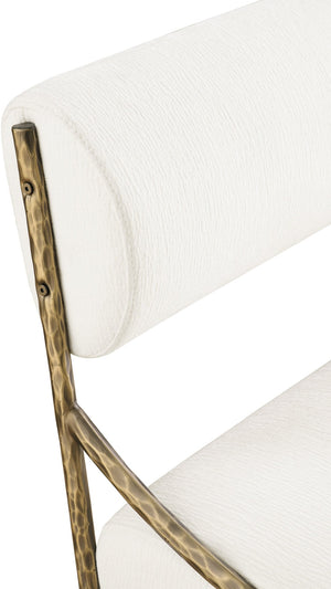 Meridian Furniture Bastille Cream Chenille Dining Chair with Brushed Brass Forged Iron Frame 77037Cream-SC