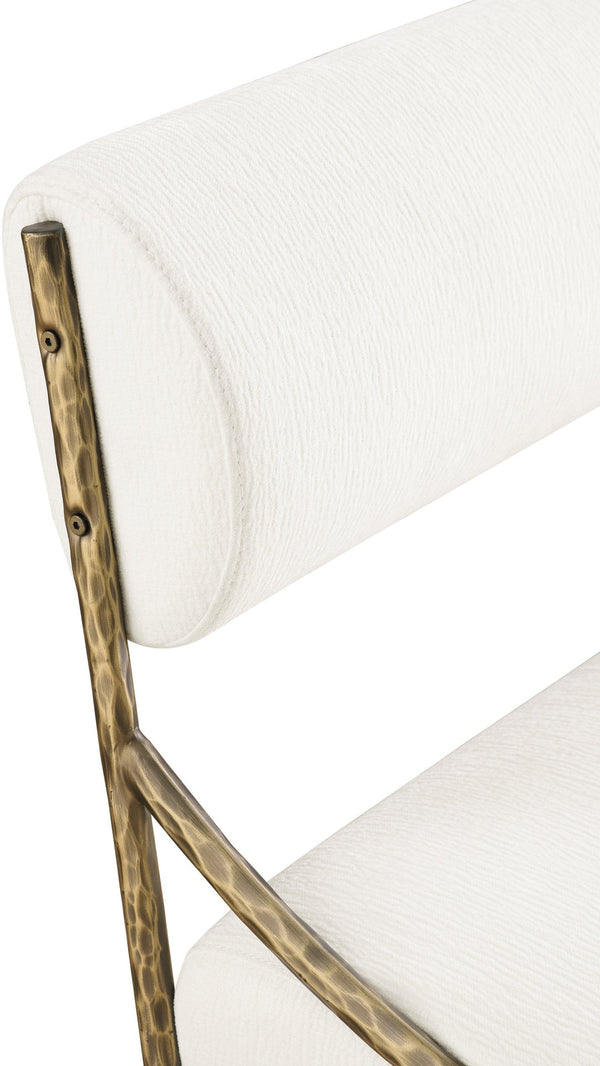Meridian Furniture Bastille Cream Chenille Dining Chair with Brushed Brass Forged Iron Frame 77037Cream-SC