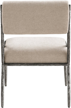 Meridian Furniture Bastille Chenille Upholstered Dining Chair with Forged Iron Antique Silver Frame 77038Beige-SC