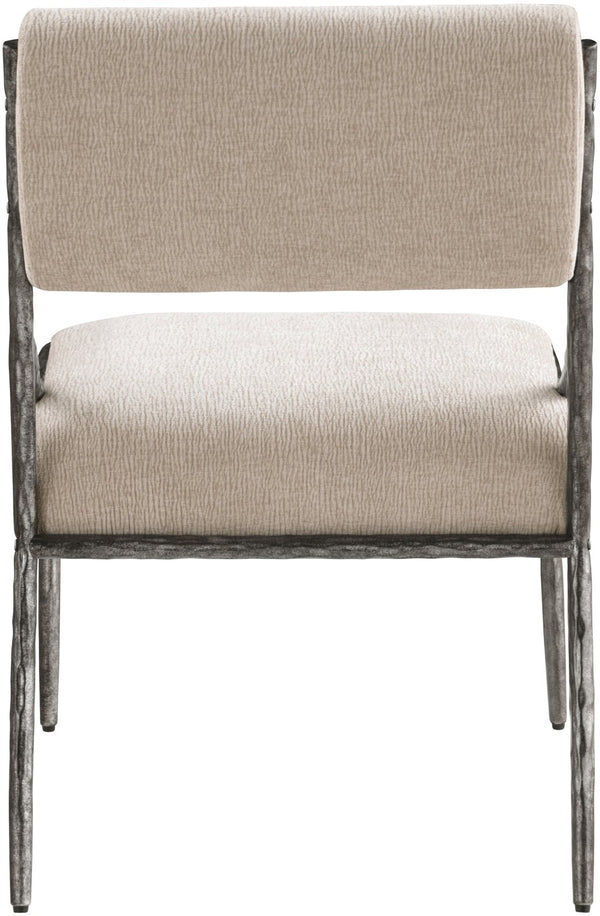 Meridian Furniture Bastille Chenille Upholstered Dining Chair with Forged Iron Antique Silver Frame 77038Beige-SC