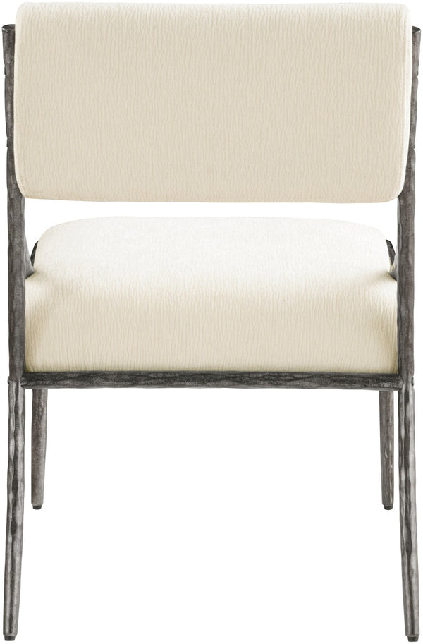 Meridian Furniture Bastille Chenille Upholstered Arm Chair with Forged Iron Frame for Elegant Dining 77038Cream-SC