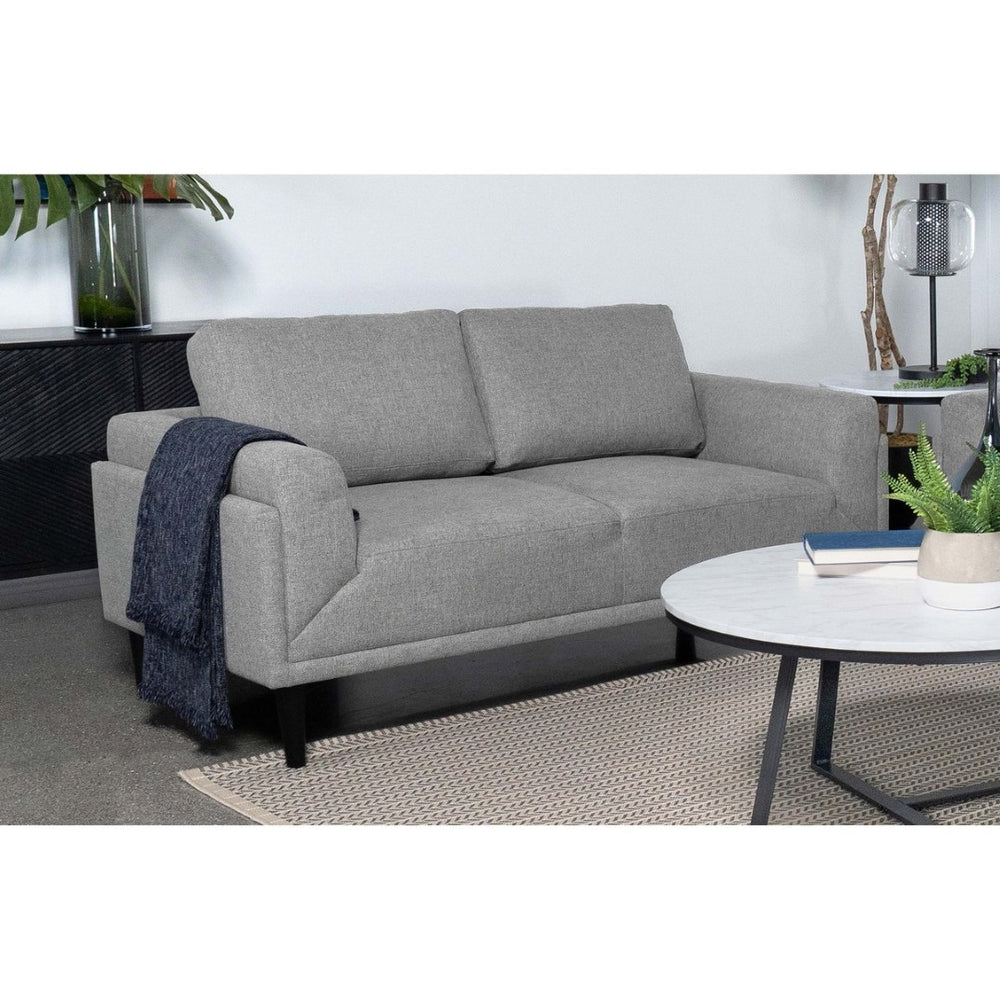 English Elm Andrena Track Arm Loveseat with Pocket Coil Support and Sleek Black Wood Legs B062P358305