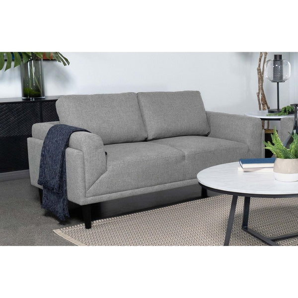 English Elm Andrena Track Arm Loveseat with Pocket Coil Support and Sleek Black Wood Legs B062P358305