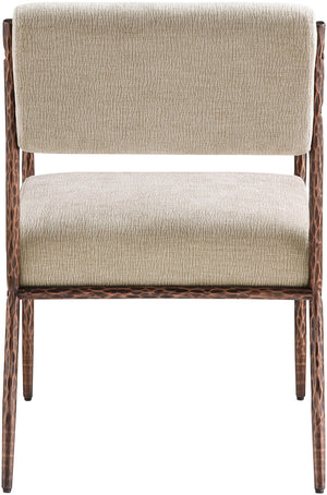 Meridian Furniture Bastille Chenille Upholstered Dining Arm Chair with Forged Iron Legs for Elegant Rooms Beige Set of 4 77039Beige-AC