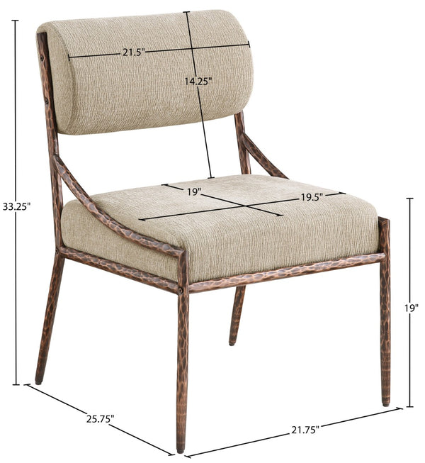 Meridian Furniture Bastille Beige Chenille Upholstered Dining Chair with Bronze Iron Frame 77039Beige-SC