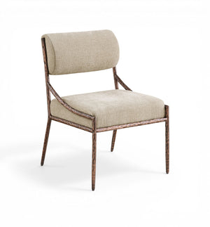Meridian Furniture Bastille Beige Chenille Upholstered Dining Chair with Bronze Iron Frame 77039Beige-SC