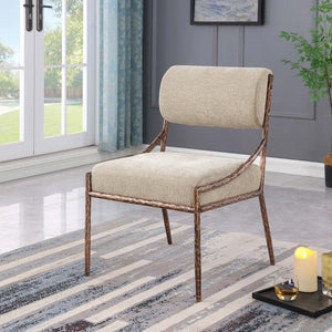 Meridian Furniture Bastille Beige Chenille Upholstered Dining Chair with Bronze Iron Frame 77039Beige-SC