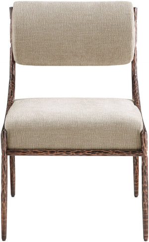 Meridian Furniture Bastille Beige Chenille Upholstered Dining Chair with Bronze Iron Frame 77039Beige-SC