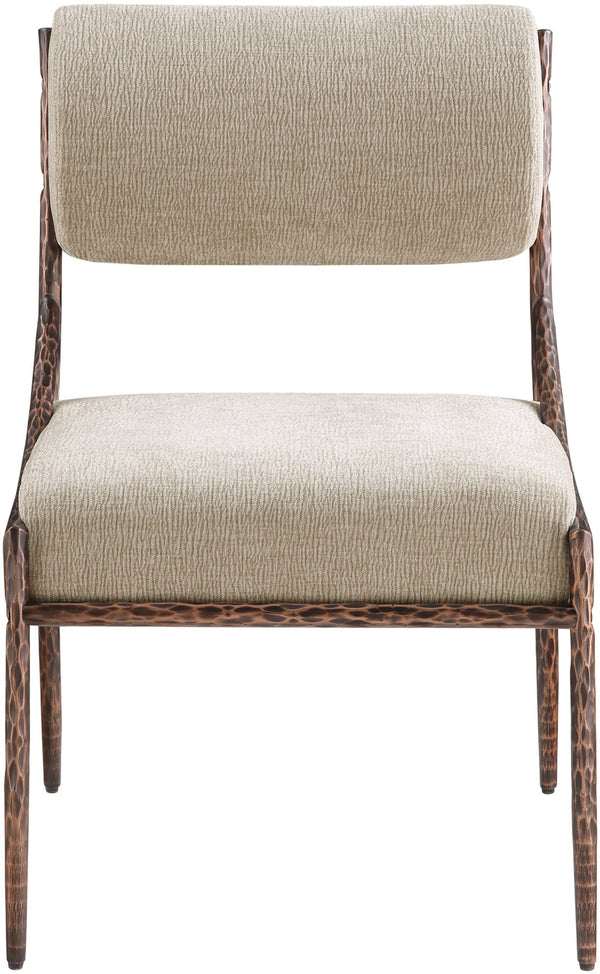 Meridian Furniture Bastille Beige Chenille Upholstered Dining Chair with Bronze Iron Frame 77039Beige-SC
