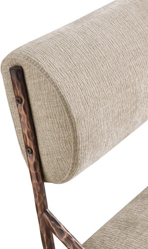 Meridian Furniture Bastille Beige Chenille Upholstered Dining Chair with Bronze Iron Frame 77039Beige-SC