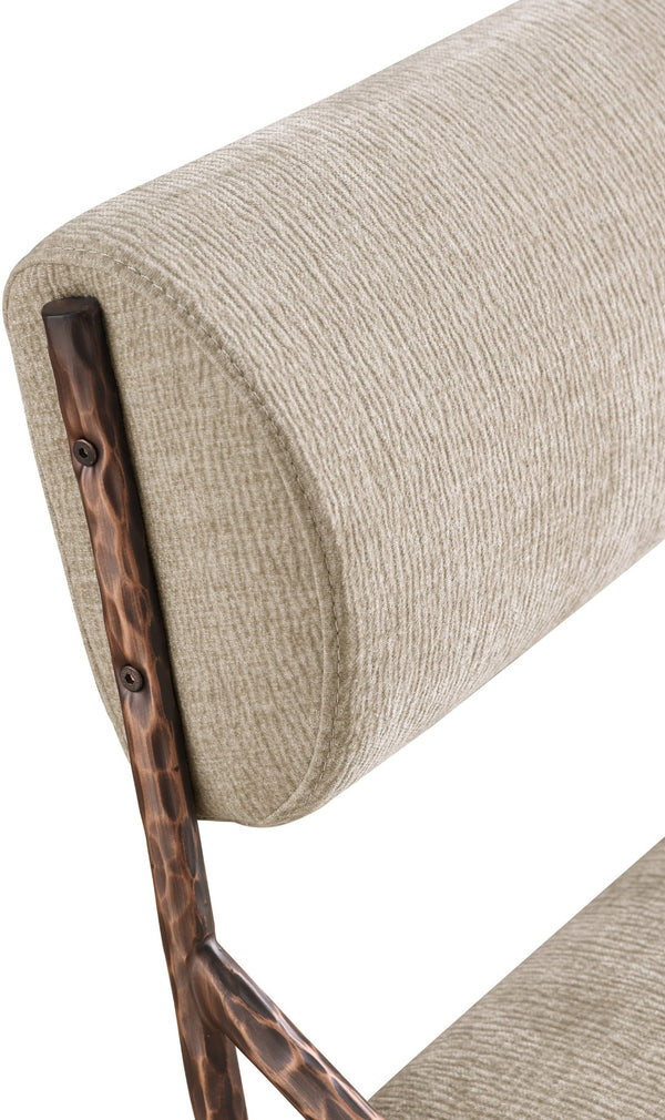 Meridian Furniture Bastille Beige Chenille Upholstered Dining Chair with Bronze Iron Frame 77039Beige-SC