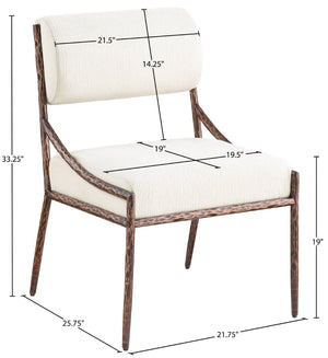 Meridian Furniture Bastille Cream Chenille Upholstered Chair with Hand-hammered Bronze Iron Frame 77039Cream-SC