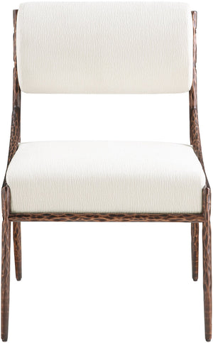 Meridian Furniture Bastille Cream Chenille Upholstered Chair with Hand-hammered Bronze Iron Frame 77039Cream-SC