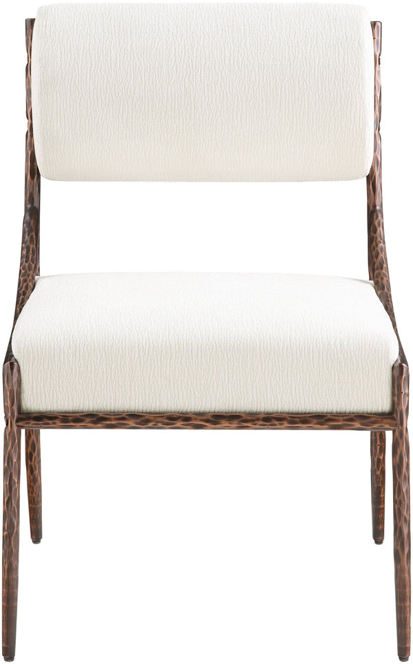 Meridian Furniture Bastille Cream Chenille Upholstered Chair with Hand-hammered Bronze Iron Frame 77039Cream-SC