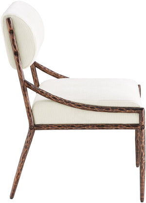Meridian Furniture Bastille Cream Chenille Upholstered Chair with Hand-hammered Bronze Iron Frame 77039Cream-SC