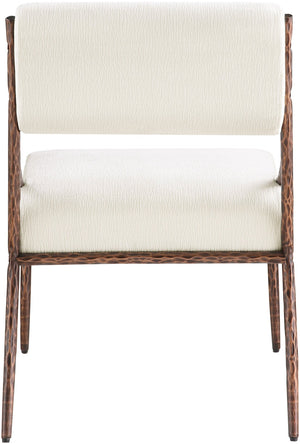Meridian Furniture Bastille Cream Chenille Upholstered Chair with Hand-hammered Bronze Iron Frame 77039Cream-SC