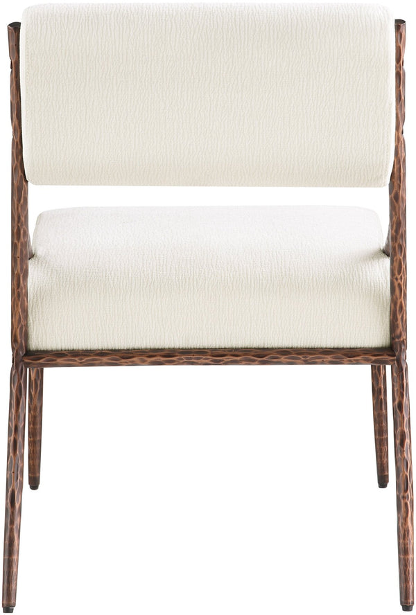 Meridian Furniture Bastille Cream Chenille Upholstered Chair with Hand-hammered Bronze Iron Frame 77039Cream-SC