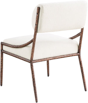 Meridian Furniture Bastille Cream Chenille Upholstered Chair with Hand-hammered Bronze Iron Frame 77039Cream-SC