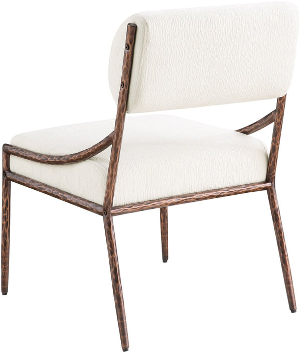 Meridian Furniture Bastille Cream Chenille Upholstered Chair with Hand-hammered Bronze Iron Frame 77039Cream-SC