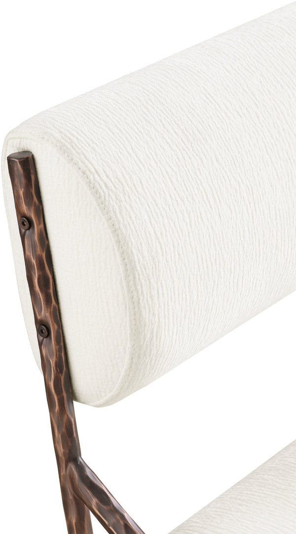 Meridian Furniture Bastille Cream Chenille Upholstered Chair with Hand-hammered Bronze Iron Frame 77039Cream-SC
