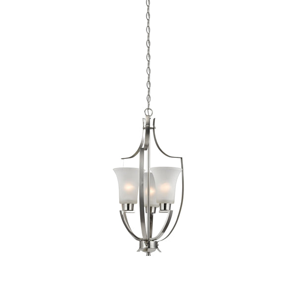 Thomas Lighting Foyer Four-Light Chandelier Oil Rubbed Finish Tulip Shades Entryway Ceiling Fixture Nickel 15'' Wide 3-Light Standard 7703FY/20