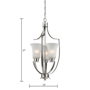 Thomas Lighting Foyer Four-Light Chandelier Oil Rubbed Finish Tulip Shades Entryway Ceiling Fixture Nickel 15'' Wide 3-Light Standard 7703FY/20