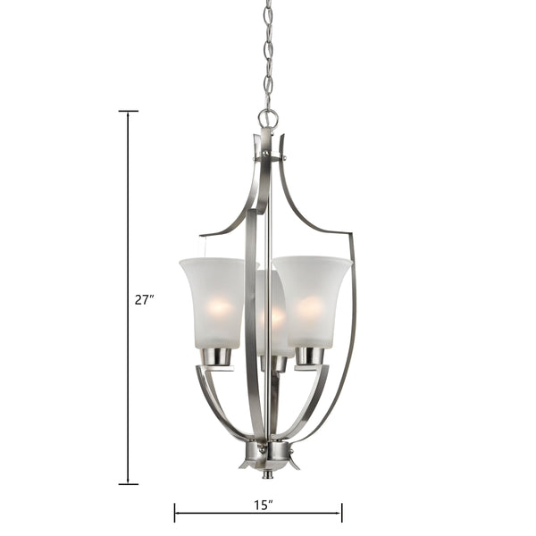 Thomas Lighting Foyer Four-Light Chandelier Oil Rubbed Finish Tulip Shades Entryway Ceiling Fixture Nickel 15'' Wide 3-Light Standard 7703FY/20