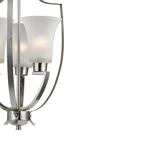 Thomas Lighting Foyer Four-Light Chandelier Oil Rubbed Finish Tulip Shades Entryway Ceiling Fixture Nickel 15'' Wide 3-Light Standard 7703FY/20