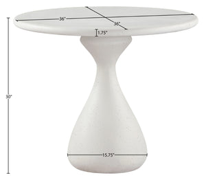 Meridian Furniture Sano Round Concrete Pedestal Dining Table Art Deco Sculptural Base Indoor Outdoor Use Cream 36 inches 77041Cream-DT36