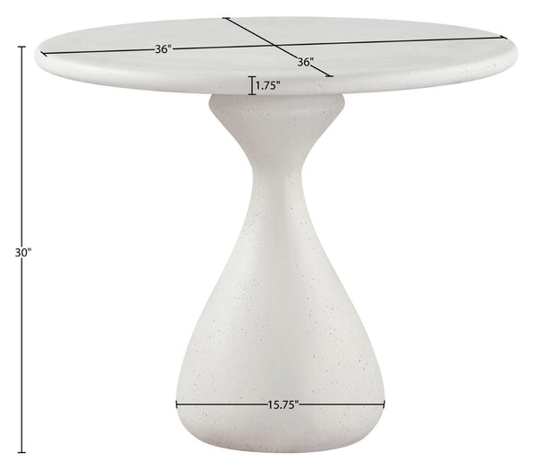 Meridian Furniture Sano Round Concrete Pedestal Dining Table Art Deco Sculptural Base Indoor Outdoor Use Cream 36 inches 77041Cream-DT36