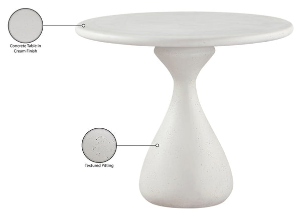 Meridian Furniture Sano Round Concrete Pedestal Dining Table Art Deco Sculptural Base Indoor Outdoor Use Cream 36 inches 77041Cream-DT36