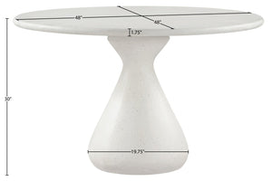 Meridian Furniture Sano Round Concrete Pedestal Dining Table Art Deco Sculptural Base Indoor Outdoor Use Cream 48 inches 77041Cream-DT48